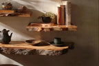 Rustic Floating Corner Wall Shelf – Live Edge Wooden Shelf for Home & Aquarium Decor