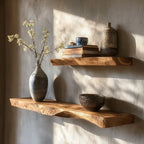 Natural Live Edge Floating Shelves – Deep Wall Mounted Shelf