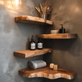 Live Edge Corner Floating Shelves – Handmade Solid Wood Wall Shelves