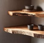 Handcrafted Live Edge Corner Shelves – Rustic Solid Wood Floating Shelves