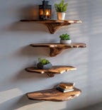 Live Edge Floating Shelves – Handcrafted Solid Wood Wall Shelves for Modern Home Decor